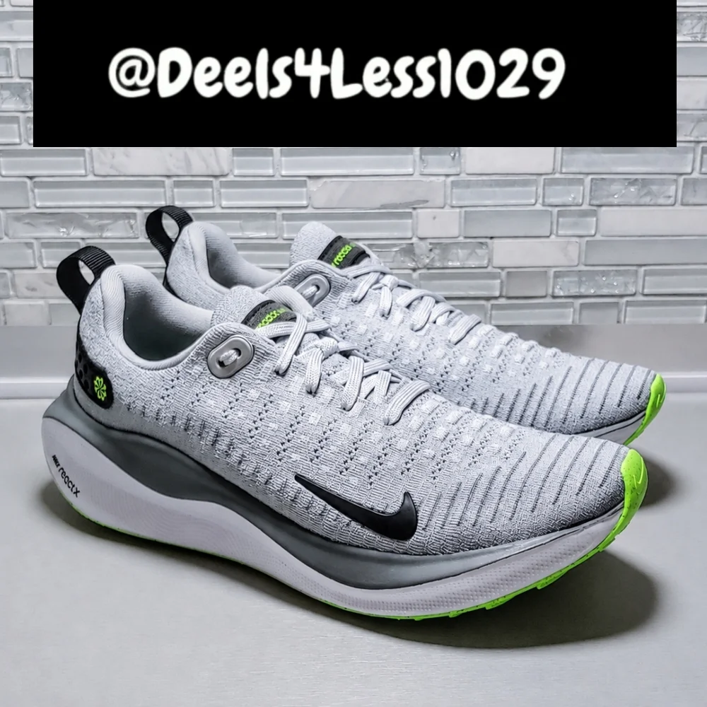 Nike ReactX Infinity Run Flyknit 4 Womens Size 9/Mens 7.5 Grey Volt Black White